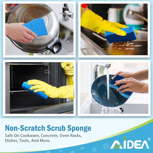 Image of AIDEA Sponges Kitchen, 9Count, Dish Sponges, Non-Scratch Sponge for Non-Stick Cookware, Cleaning Sponge for Dishes, Cleans Fast Without Scratching, Cleaning Power for Kitchen, Bathroom, Household
