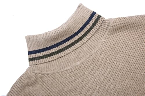 Image of COOFANDY Mens Ribbed Slim Fit Knitted Pullover Casual Turtleneck Sweater | Premium anti-shrink knit turtleneck. Soft, warm & stretchy-perfect for casual, work or outdoor wear in fall /winter.