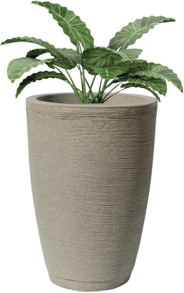 Vaso Polietileno Para Plantas Jardim Sala Luxo Cone Bojo 1 Com Prato (Cimento)