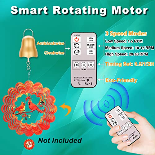 Wind Spinner Motor Battery Operated, 1-30 Rpm Slow Disco Ball Motor With Remote Control, 3 Rotating Speed Mode Gold Small Baby Crib Mobile Motor For Spinning Ornament Hanging Mirror Ball Wind Chime #TOP1