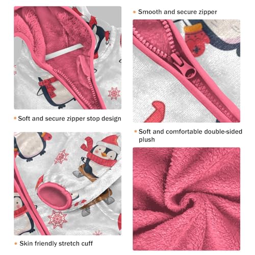 OTVEE Christmas Animals Cute Penguin Kids Hoodie Jacket Fall Spring Full Zip Warm Outwear Coat3