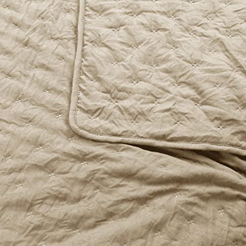 Cloud Oversized King Quilt Sets with Pillow Shams, Beige California Cal King Size Lightweight Soft Coverlet Bedspread, Tan Cream Thin Bedding Set, 3 Pieces, 118x106 inches