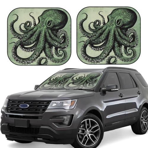 Pare-soleil de voiture Octopus vert pour protéger le pare-brise lors des voyages