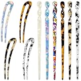 Acetate Hair Sticks Set 6 PCS Hair Chopsticks and 4 PCS U Shaped Hairs Forks Vintage Tortoise Shell Hairs Pins for Women French Updo Hairstyle Accessories