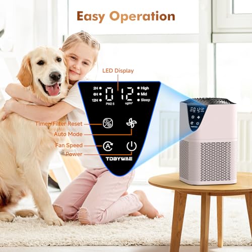 Image of Air Purifiers for Home Large Room up to 1750 Sq Ft, H13 True HEPA Filter Air Purifiers for Bedroom, 25dB Quiet for Home,Bedroom,Office (Pink)