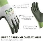COOLJOB Gardening Gloves for Women and Men, 3 Pairs Recycled Polyester Work Gloves with Rubber Coated, Green, Yard, Ladies Small Size