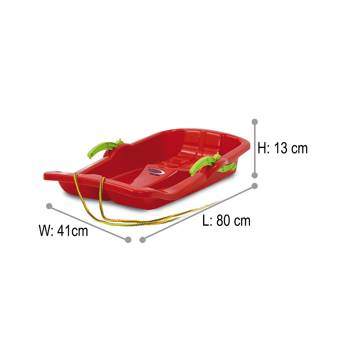 Jamara 460364 - Snow Play Bob Karol con Freni 80cm rosso – Costruzione aereodinamica e robusta, Sedile confortevole ed ergonomico, Direzionabile