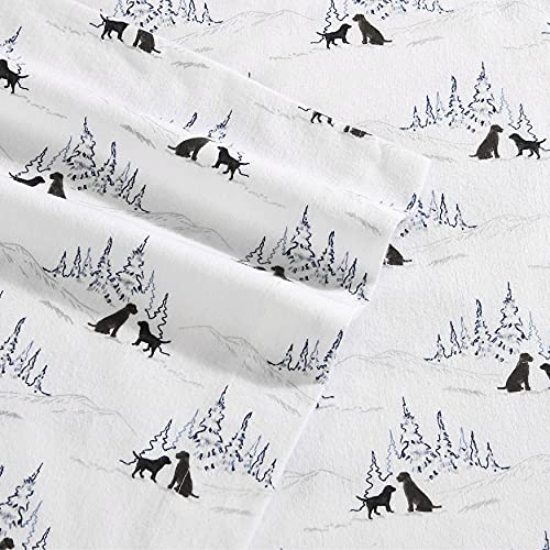 Image of Eddie Bauer - Flannel Sheets Full Size, Anti-Pilling & Wrinkle Resistant Cotton, Touchably Soft for All-Season Comfort - Bed Sheets with Matching Pillowcases & Fitted Sheet (Dog Friends White)
