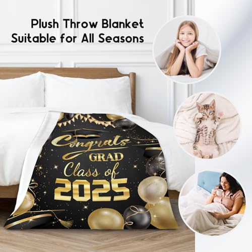 Graduation Blanket - Class of 2025 Graduation Gifts for Her or Him - 40"x50" Flannel Soft Throw Decorations - Senior 2025 Blankets for College, High School, Graduation Day