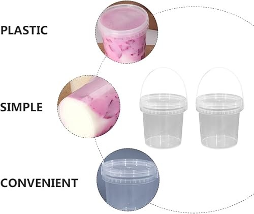 Miniatura 8 de UPKOCH 2 recipientes de plástico para almacenamiento de alimentos, cubo de helado de 32 onzas con tapa y asa, cubos de sopa transparentes,