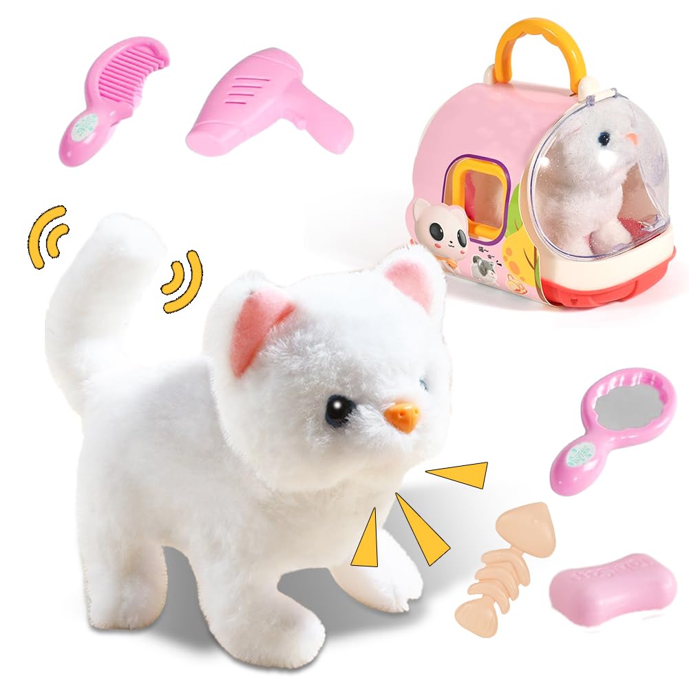 Gattino Peluche Interattivo Che Cammina, Miagola E Scodinzola - Giocattolo Per Bambini, Colore Casuale