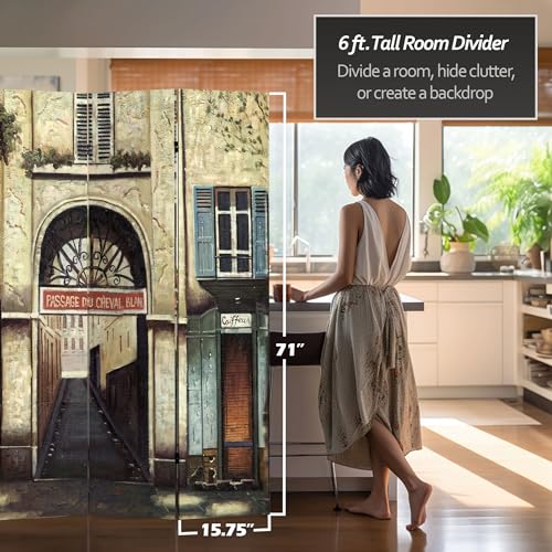 Red-Lantern-6-ft-Tall-Double-Sided-French-Cafe-Canvas-6-Panel-Room-Divider-Wood Red Lantern 6 ft Tall Double Sided French Cafe Canvas 6 Panel Room Divider Wood