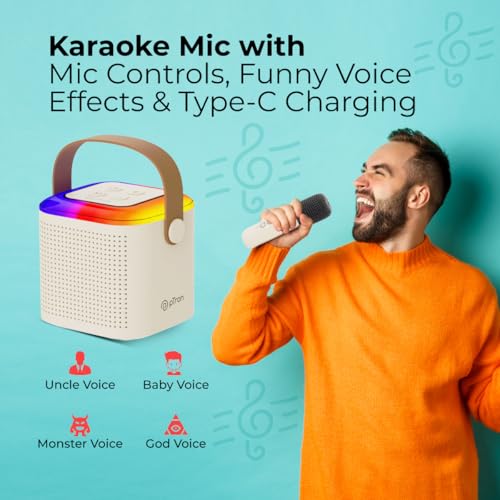 pTron Newly Launched Fusion Tunes 10W Mini Bluetooth Speaker, Wireless Karaoke Mic, 8Hrs Playtime, Vivid RGB Lights, Voice Effects, Multi-Play... - Image 4