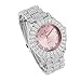 Charles Raymond Women's Big Rocks Bezel Colored Dial with Roman Numerals Fully Iced Out Watch - ST10327LA (ST10327LA SLV Pink)