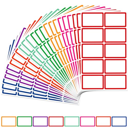 Image of 400 Pcs Name Tags Sticker, 3.5 inchx2.25 inch Blank Name Tags with Colored Border, Colorful Name Labels Adhesive Identification Name Badges for School, Office, Meeting, Family Parties