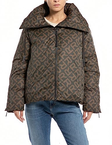 Veste Femme REPLAY W7668b All Over Multi Logo noire en coton