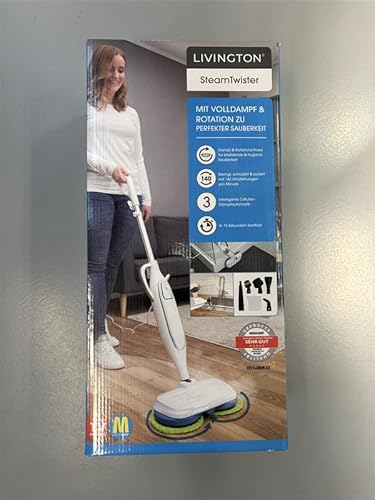 Livington Steam Twister - Steam Cleaner with Rotating Double Mop Head - Cleans, Scrubs & Polishes - 3-Stage Automatic Steam - 120 Degree Hot - Hand Cleaner - 350 ml Water Tank - White - Image 10