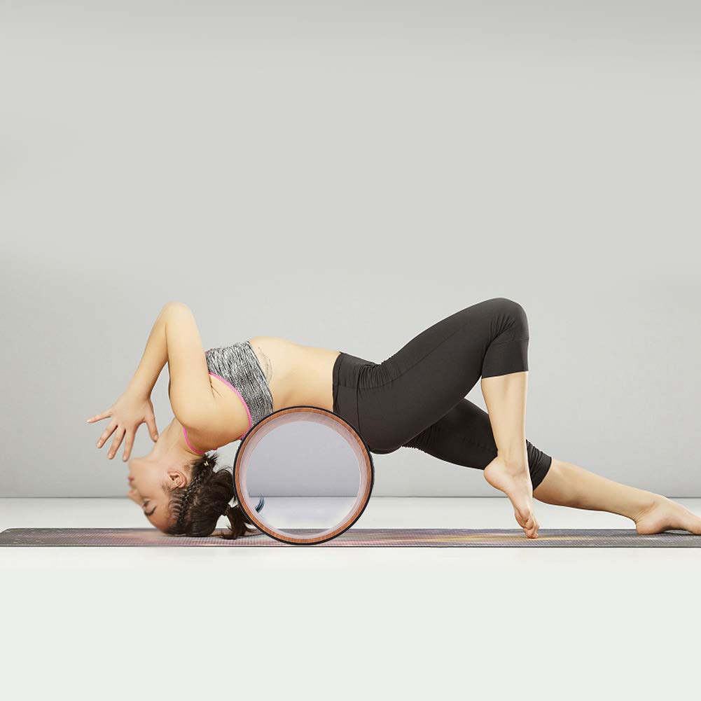 Haofy Ruota per Yoga, Supporto per Lo Stretching della Schiena per Allenamento di flessibilità con capacità di 440 Libbre e Cuscinetto in Gomma PU da 5 Mm, Ideale per la Palestra Domestica e l'uso da