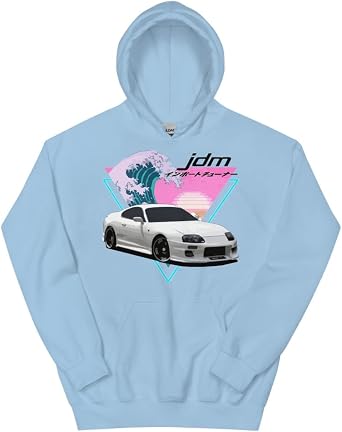 White Supra MK4 Vaporwave Japanese Aesthetic 90s JDM Tuner Mens Hoodie