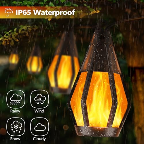 Solar String Lights for Outside, 33Ft Solar Patio Light with 15 Flickering Flame Light Bulbs, Waterproof Warm White Solar Powered Outdoor Lights for Garden Yard Patio Gazebo Bistro Cafe Party Decor by Jnaurb - Image 7