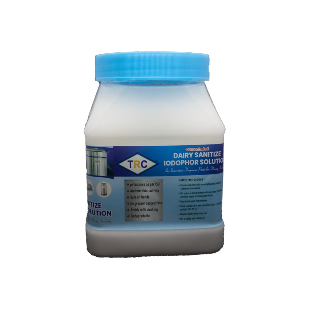 TRC Concentrated Dairy Sanitizer Iodophor Solution, Antimicrobial Activity, Safe on Hands, Dye Presser Concentrate, 1 Litre
