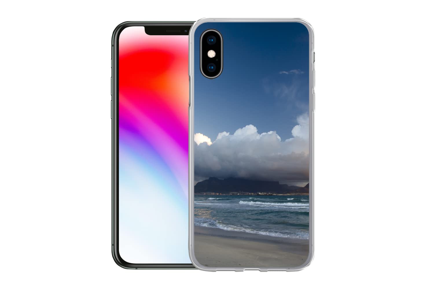 MuchoWow Funda para iPhone X - Impresionantes Colores en el Cielo de la Montaña de la Mesa - Funda de Silicona/Funda Blanda para teléfono móvil