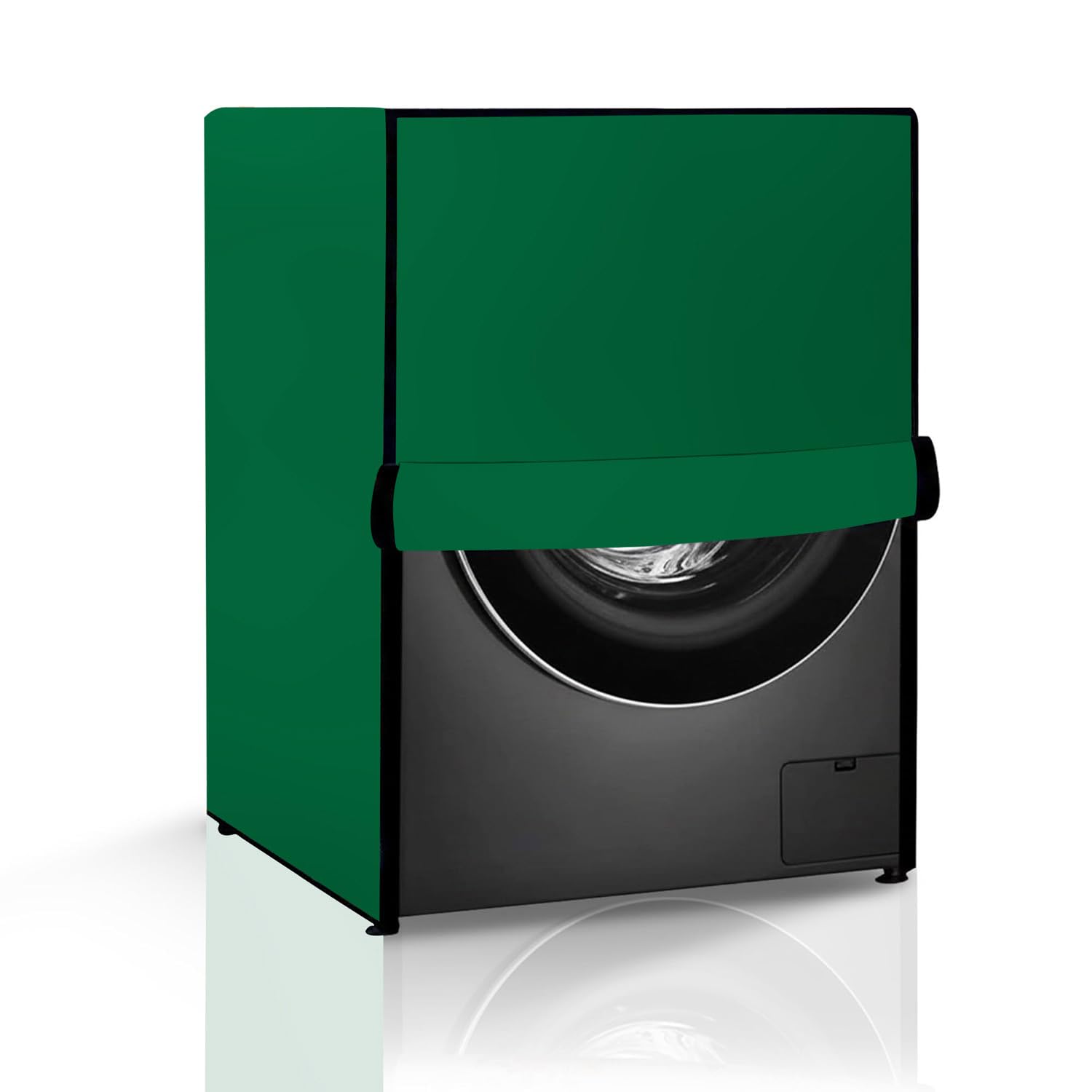 The Furnishing Tree Fully Automatic Front Load Washing Machine Cover | Waterproof & Dustproof | Easy to Clean | Inlet & Outlet Pipe Provision | Durable & Washable, Green, Polyester, (72x63x81 CM)