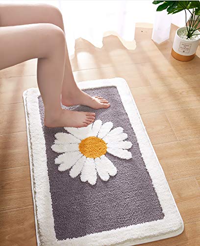 BADASS SHARKS Bathroom Rugs Mat White Flower Bath Rugs Fluffy Soft Superfine Fiber Rugs Non Slip Bath Mat Machine Wash Plush Mats,Bathroom Rug for Bathroom Shower Room