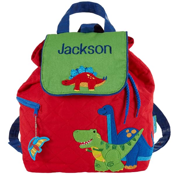 Personalization Universe Red Dino Embroidered Kid's Drawstring Backpack by Stephen Joseph