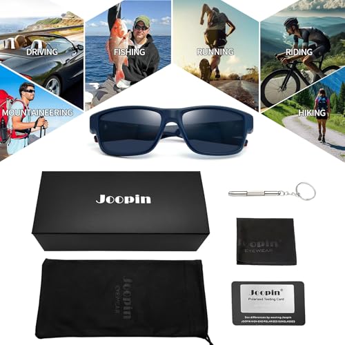 Image of Joopin Rectangle Sports Sunglasses Polarized UV Protection Shades for Men | Wrap Around Sun Glasses, Trendy Plastic Frame, TAC Lens, Safety, Driving, Running, Fishing, Cycling, Hiking