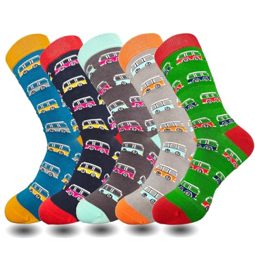 Lavencious Novelty Soft Viscose Fiber Casual Crew Socks for Men Shoe Size 7-12, Sock Size 10-13, 5/6 Pairs