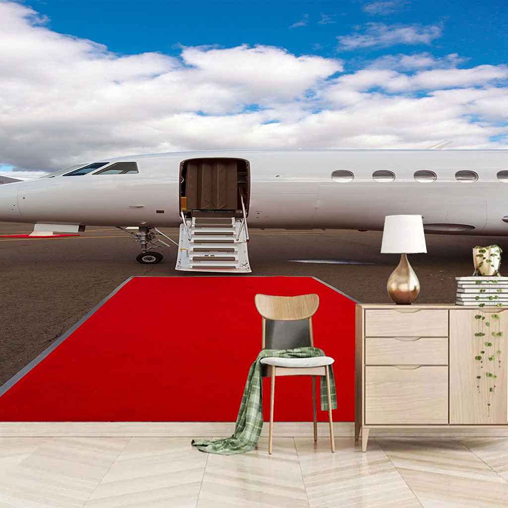 Papier peint aéroport tapis rouge 300x210 cm pour décorer un grand salon moderne