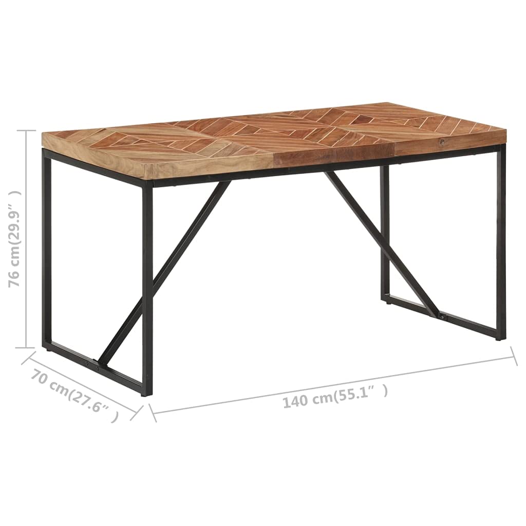 vidaXL Mesa de Comedor Cocina Centro Cena Auxiliar Consola Mesita Salón Lateral Hogar Sala de Estar 140x70x76 cm Madera Maciza de Mango y Acacia
