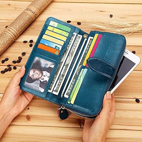 LIOONS Wallet New Women's Leather Wallet Retro Simple Trifold Card Holder Unisex Large Capacity Compartment Coins Pocket Long Coin Purses Tear-Resistant2