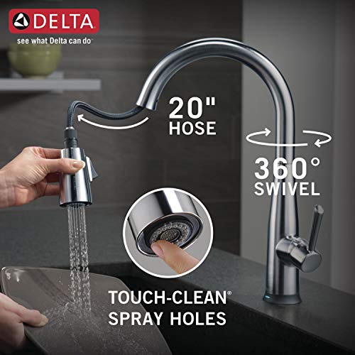 Delta Faucet Essa Single-Handle Touch Kitchen Sink Faucet with Pull Down Sprayer, Touch2O Technology and Magnetic Docking Spray Head, Arctic Stainless 9113T-AR-DST