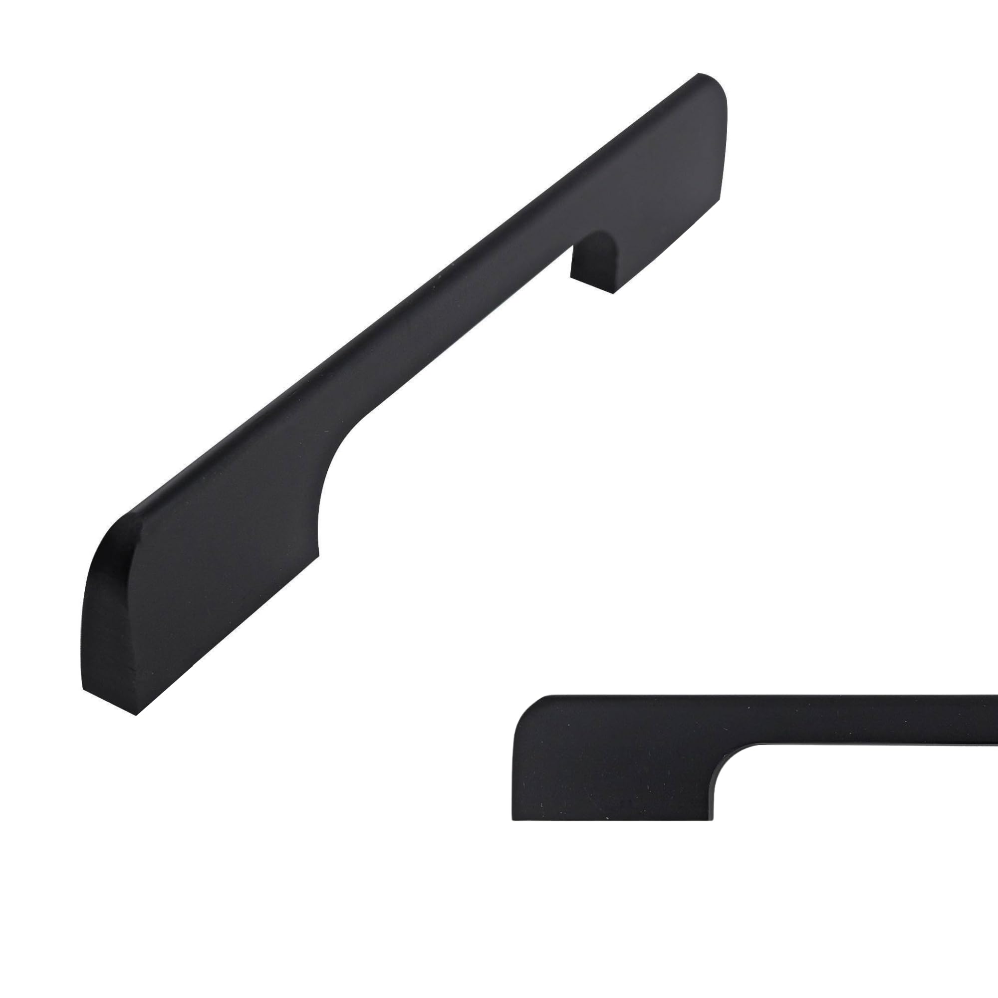keypak 10 Pack Smooth Slim Kitchen Cupboard Handles, 128mm Matte Black