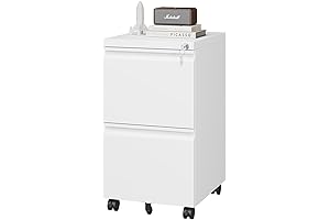 2 Drawer File Cabinet with Lock, Metal Under Desk Rolling Archiveros de Documentos