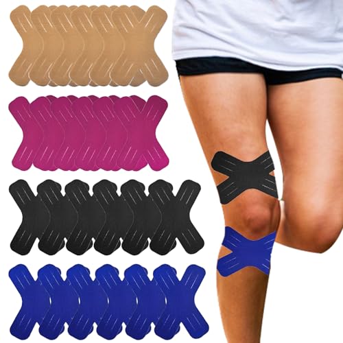 24 cintas de kinesiología precortadas, cinta de kinesiología precortada, cinta de kinesiología, cinta deportiva, precut kinesiotapes, para apoyo de articulaciones y alivio del dolor muscular, para la