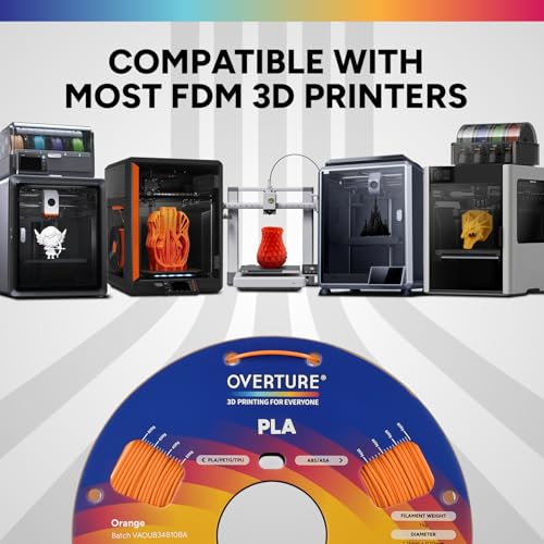 Image of OVERTURE 4KG Bundle High Speed PLA Filament 1.75mm, Neatly Wound 3D Printer Filament 4 Pack 1kg Spool (2.2lbs) Rapid PLA, Fit Most FDM 3D Printers (Green+Blue+Red+Orange)