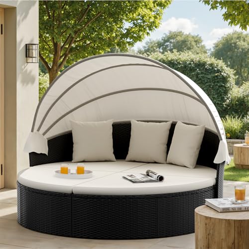 KaiMeng Patio Furniture Round Outdoor Daybed with...