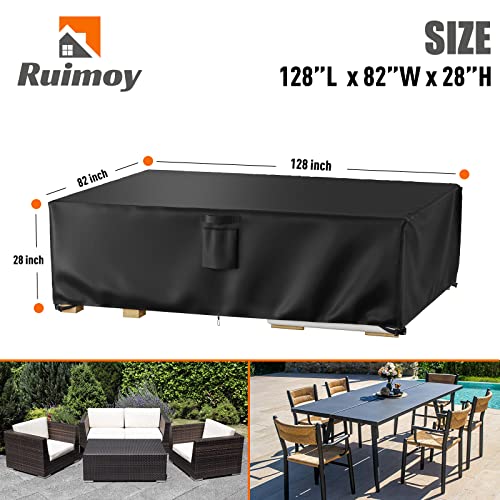 Image of Ruimoy Patio Furniture Covers, Outdoor Furniture Cover Waterproof, General Purpose, Outside Table and Chair Covers, Heavy Duty 600D (128 Inch L x 82 Inch W x 28 Inch H)