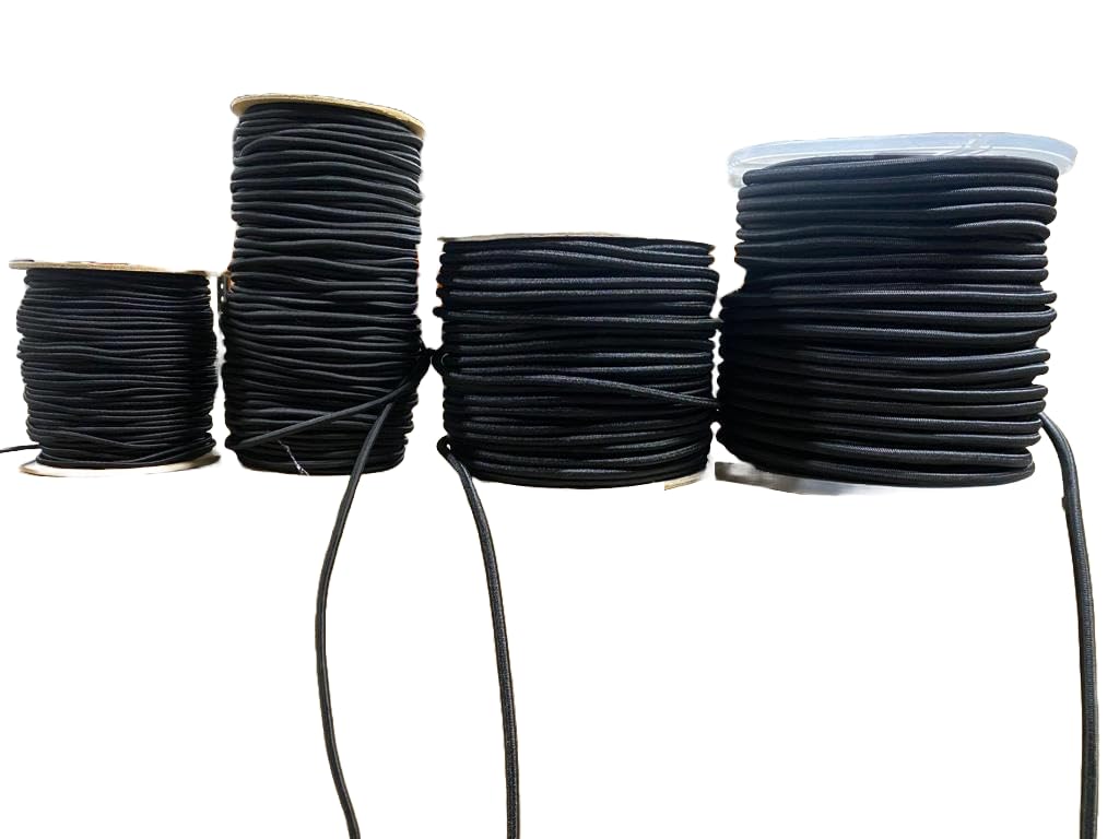 4mm Black Elastic Cord 10 Meter 4mm Elastic String Bungee Cord Round Stretchy Cord Bungee Rope Drawstring Elastic for Backpack Tent Poles DIY Craft Projects Camping (4mm - 5 Meter)
