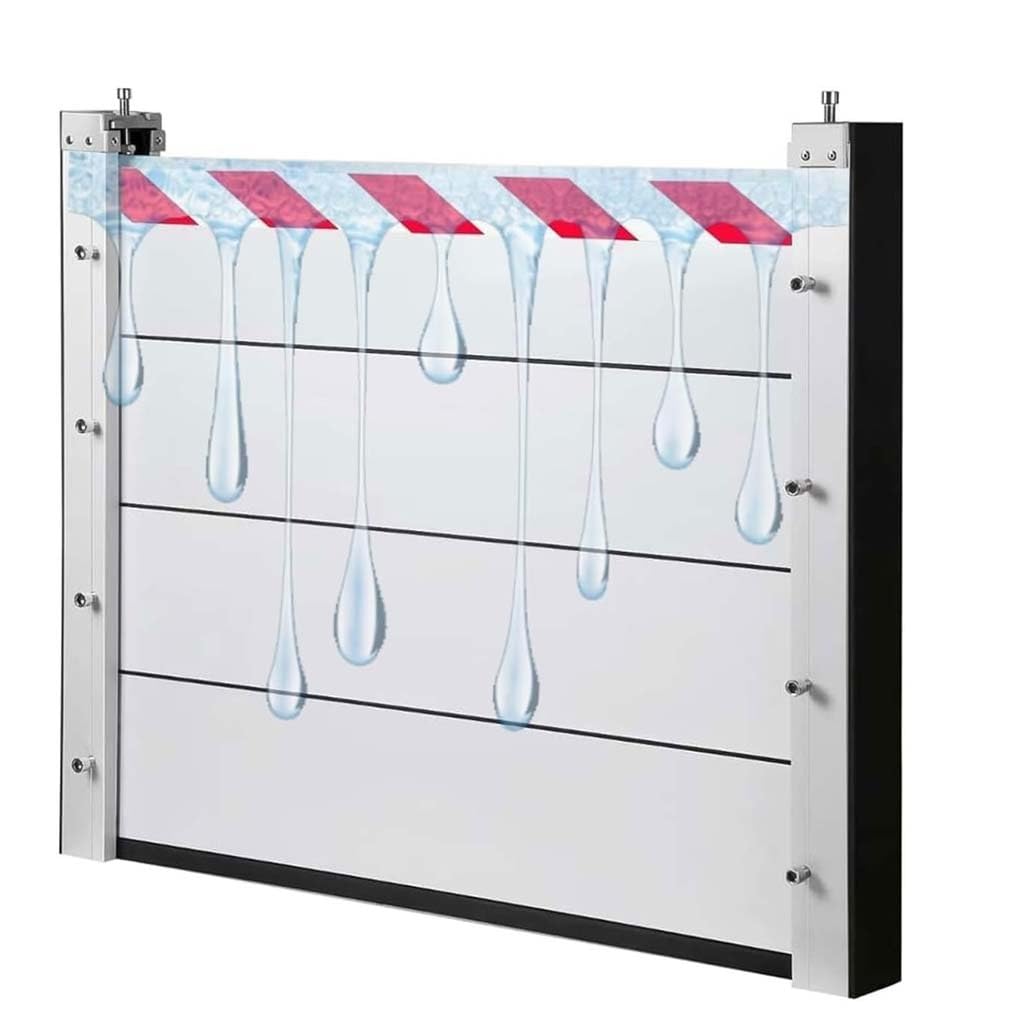 Barrière anti inondation aluminium pour bloquer les infiltrations d'eau sous la porte du garage