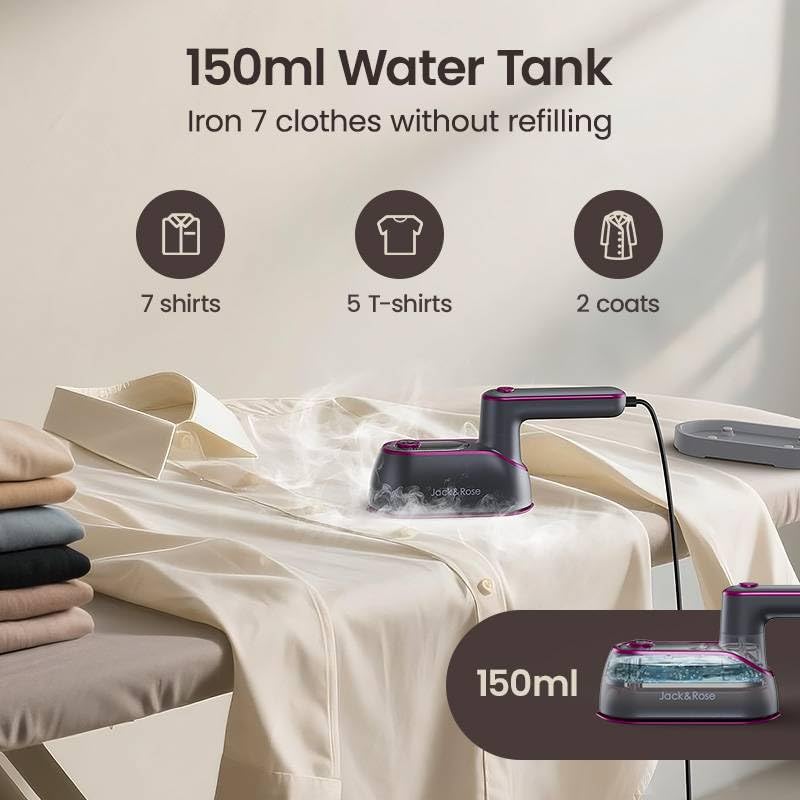 Image of Jack ＆ Rose Travel Steamer Iron for Clothes,1200w Iron Steamer,Portable Handheld Travel Size Steamer iron,8S Fast Heat-Up，Large Ceramic Heat Panel