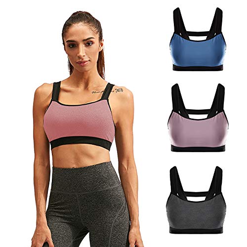 Benkeg Débardeur - Fitness Femmes Yoga Bras Débardeur Rembourré Workout Gilet Dos Nu Dos Nageur Splice Couleur Running Gym Push Up Sport Soutien Cover