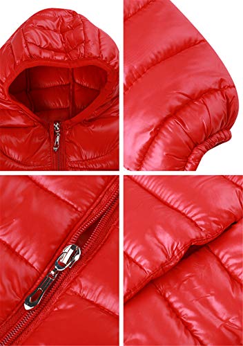 Image of Kid Winter Looser Fit Hooded Down Jacket Lightweight Warm Packable Jacket with Pocket