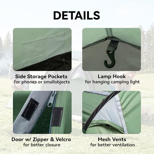 Outsunny 2-3 Person Tunnel Tent with Sewn-in Groundsheet, Air Vents, Rainfly, 2000mm Water Column, Camping Tent with 1 Bedroom, Inbuilt Porch, Living Area for Camping, Hiking - Image 6