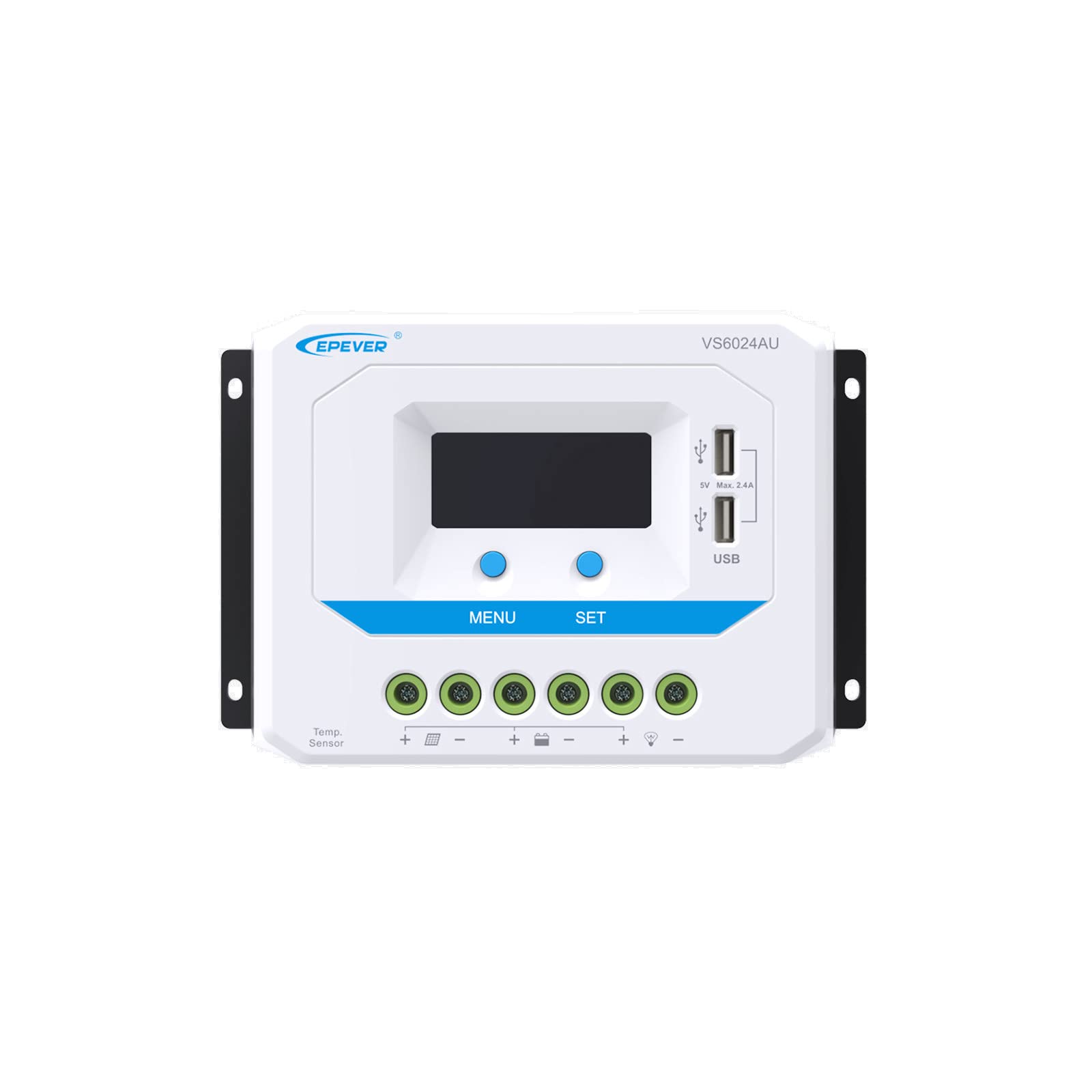 EPEVER® PWM - Regolatore di carica 60 A, 12 V/24 V, per ricarica solare con connettore USB LCD, VS6024AU