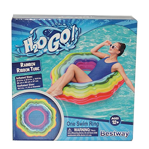 Bouée de bain tube ruban arc-en-ciel idéale pour les vacances