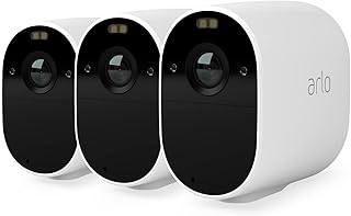Arlo Essential Security Camera Outdoor, 1080p HD, Wireless CCTV, 3 Cam Kit, No Hub Needed, Colour Night Vision, 2-Way Audio, 6-Month Battery, Free Trial of Arlo Secure Plan, White